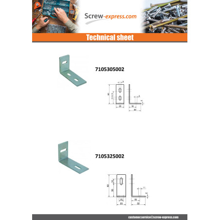 1 x Bracket Adjustment 32X50X20 2 Hole Zinc Plated