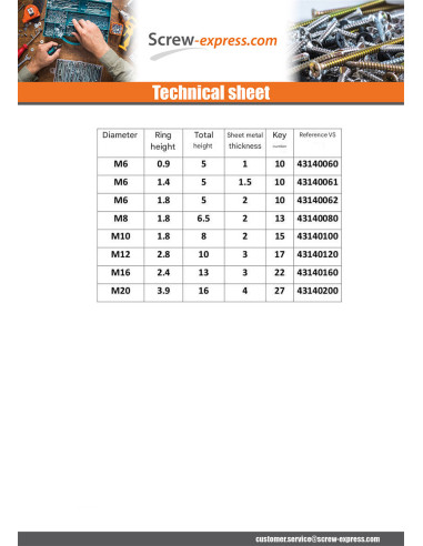 1 x Hex sheet metal nut Zinc Plated M5...