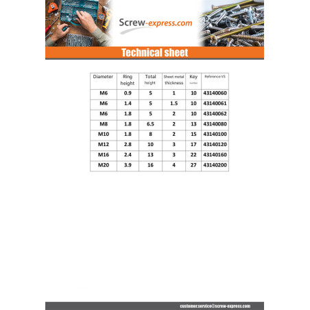 1 x Hex sheet metal nut Zinc Plated M5 Thickness Material 1