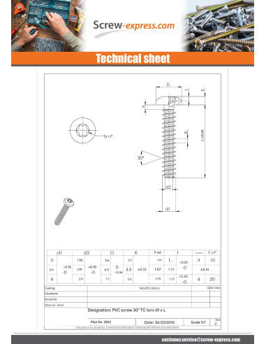 1 x Screw For Plastic Pan Head T20 4X18 Without...