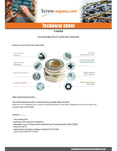 1 x Lock nut Double slit M6 DAH Zinc Plated