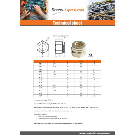 1 x Lock nut Double slit M6 DAH Zinc Plated