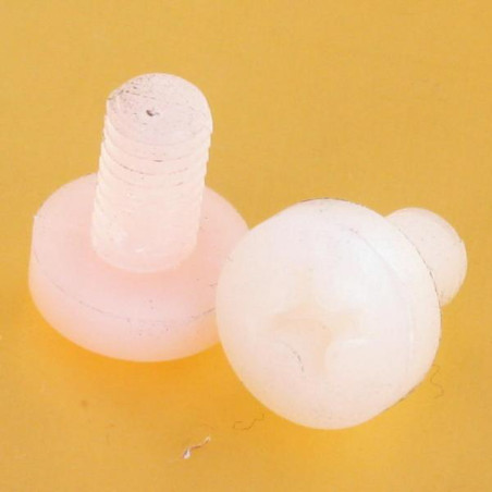1 x Machine Screw wide domed head Phillips M6X10 natural nylon