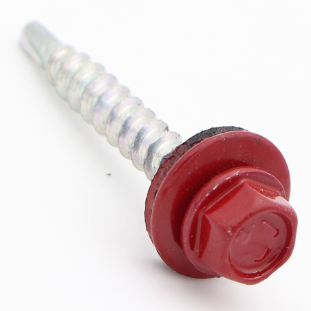 1 x Self Drilling Hexagonal Head 4.8X35 RD.EDPM Zinc Plated Ral3011/Brown Red