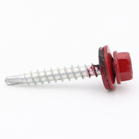 1 x Self Drilling Hexagonal Head 4.8X35 RD.EDPM Zinc Plated Ral3011/Brown Red