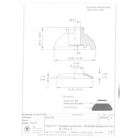 1 x Neoprene Bonded Sealing Washer Epdm Stainless Steel A4 LAQ Ral9005/Jet Black +EPDM CLIMB