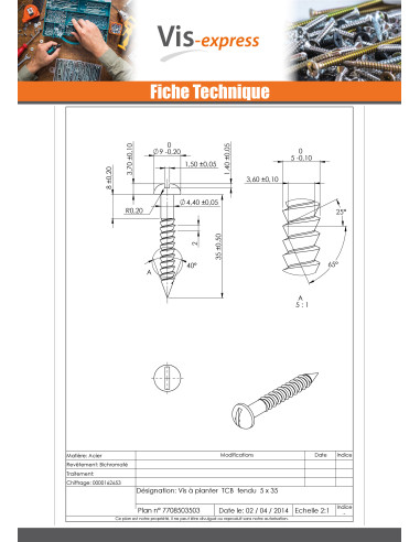 1 x Screw Stuffing Pan Head Slotted 5X35 Thread...