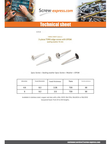 1 x Rsd Csk Woodscrews Bonded Sealing Washer...