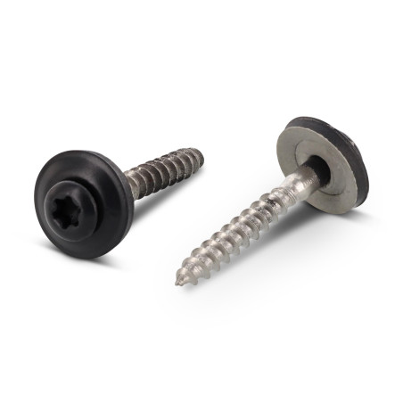 1 x Rsd Csk Woodscrews Bonded Sealing Washer Pan Countersunk Head T20 Stainless Steel A2 Ral7016/Anthracite Grey 4.5X80