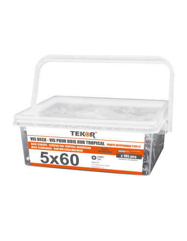 1 x Bucket of 195 Decking Screw TEKOR 5X60 cut...