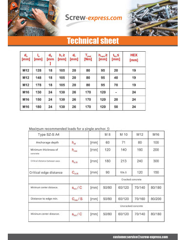 1 x Bolt With Nut Anchor M8X105 With Machine...