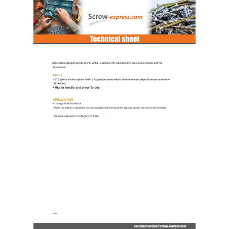 1 x Bolt With Nut Anchor M8X105 With Machine Screw Hexagonal Head Stainless Steel A4