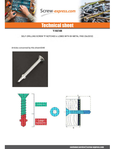 1 x Self Drilling Bimetal Countersunk Head With...