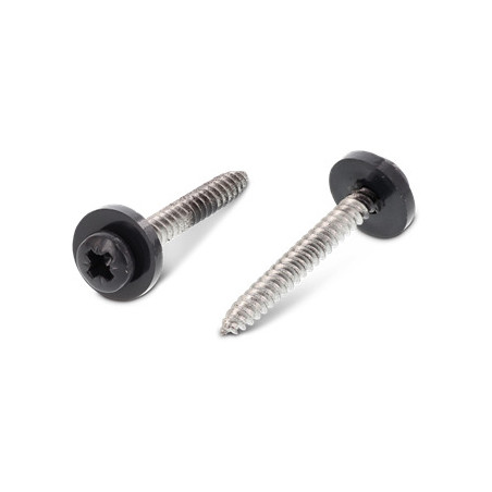1 x Thread Rolling Screw Pan Head Pozi PZ2 + Washer Nylon 3.9X19 Stainless Steel A2 Ral7016/Anthracite Grey