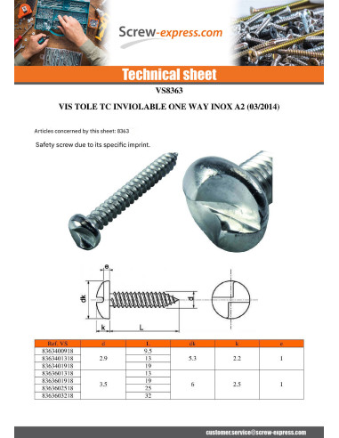 1 x Thread Rolling Screw Security Pan Head ONE...