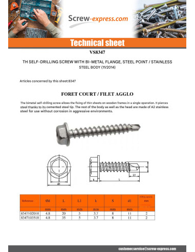 1 x Self Drilling Bimetal Hexagonal Head Flange...