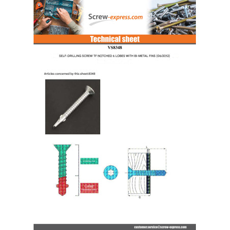 1 x Self Drilling Bimetal Countersunk Head With Serration T30 6.3X60