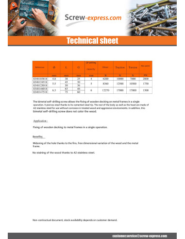 1 x Self Drilling Bimetal Countersunk Head With...