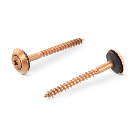 1 x Rsd Csk Woodscrews Bonded Sealing Washer Pan Countersunk Head T20 Stainless Steel A2 Brassy 4.5X100 Neoprene Bonded