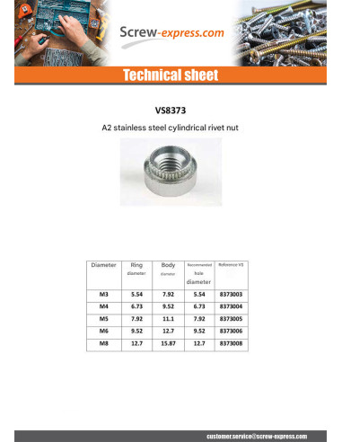 1 x Rivet Bushes Cylindrical M6 Thickness...