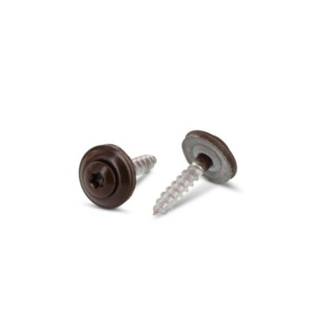 1 x Rsd Csk Woodscrews Bonded Sealing Washer Pan Countersunk Head T20 Stainless Steel A2 Ral8014/Sepia Brown 4.5X45