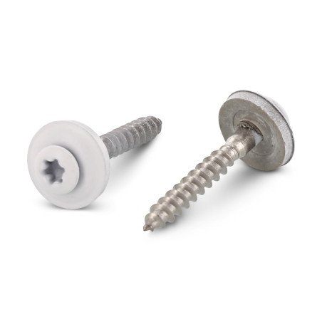1 x Rsd Csk Woodscrews Bonded Sealing Washer Pan Countersunk Head T20 Stainless Steel A2 Ral9010/Pure White 4.5X80