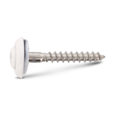 1 x Rsd Csk Woodscrews Bonded Sealing Washer Pan Countersunk Head T20 Stainless Steel A2 Ral9010/Pure White 4.5X60
