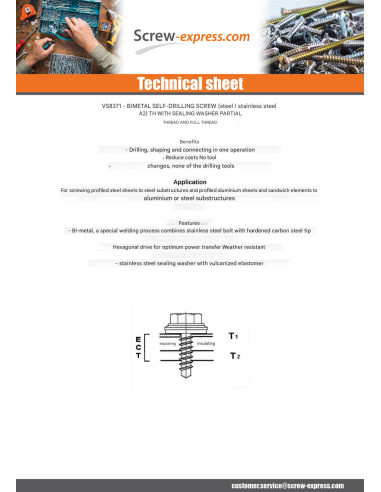 1 x Self Drilling Bimetal Hexagonal Head 6X100...
