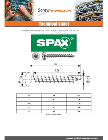 1 x Spax Wood Screw Round Head T-STAR+ T20 5X30...