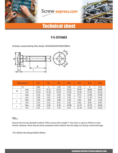 1 x Carriage Bolt Stainless Steel A2 M8X80...