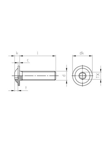 1 x Screw Machine Pan Head Flange T30 M6X90...