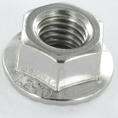 1 x Nut Hexagon Stainless Steel A2 Flange With Serration M8 + GLEITMO