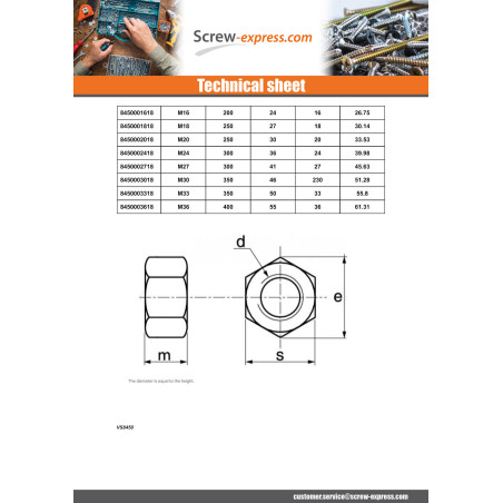 1 x Nut Hh M3 Thickness 3 Stainless Steel A4