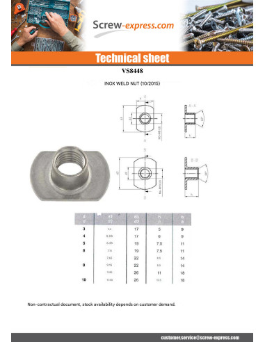 1 x Nut Welding CURVED M10 26X13 HIGH10...