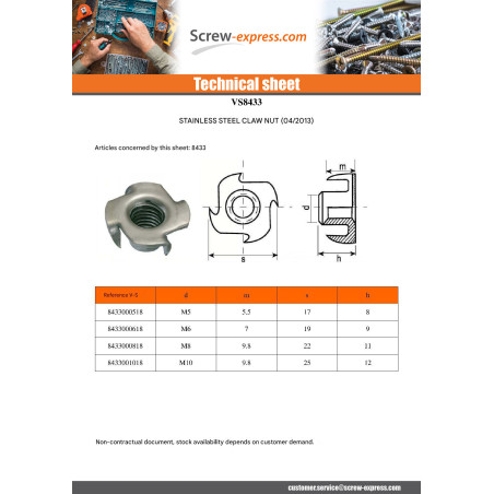 1 x T-Nut Stainless Steel A2 M12