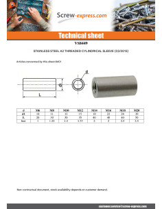 Manchon Cylindrical Self Tapping M8 11X30 Stainless Steel A2 2