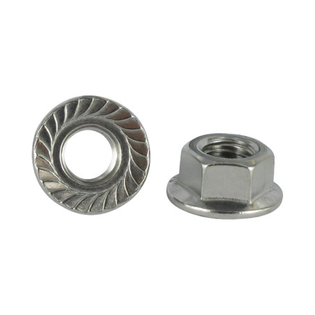 1 x Nut Hexagon Stainless Steel A2 Flange With Serration M10