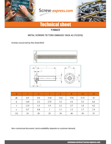 1 x Machine Screw Pan Head Flange T25 M5X35...