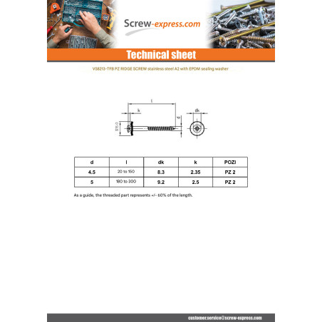 1 x Rsd Csk Woodscrews Bonded Sealing Washer Pan Countersunk Head Pozi Stainless Steel A2 Neoprene Bonded Sealing