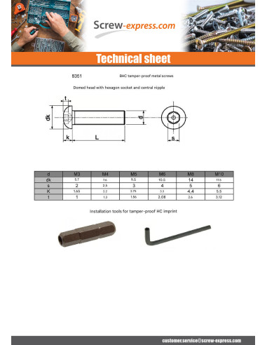 1 x Machine Screw Security BHC+TETON M5X25...