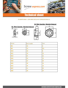 Hexagonal nut to SLOTS Stainless Steel A2 M10 SW16 2
