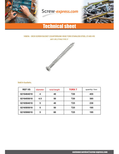 1 x Bucket of 455 Decking Screw 4X40 cut Type...