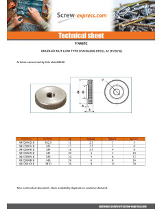 Nut KNURLES Type Thin M5 Stainless Steel A1 2