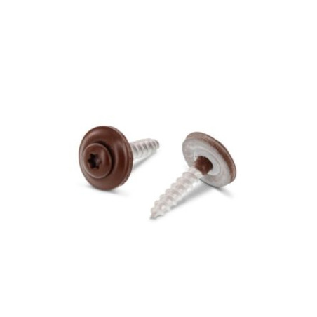 1 x Rsd Csk Woodscrews Bonded Sealing Washer Pan Countersunk Head T20 Stainless Steel A2 RAL8011 4.5X35 Neoprene Bonded
