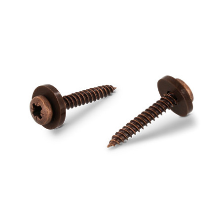1 x Thread Rolling Screw Pan Head Pozi PZ2 + Washer Nylon 3.9X32 Stainless Steel A2 Brown