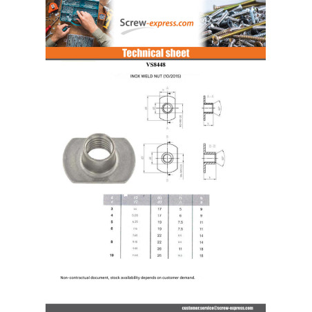 1 x Nut Cylindrical Welding M6 22X14 High 8.5 Stainless Steel A2