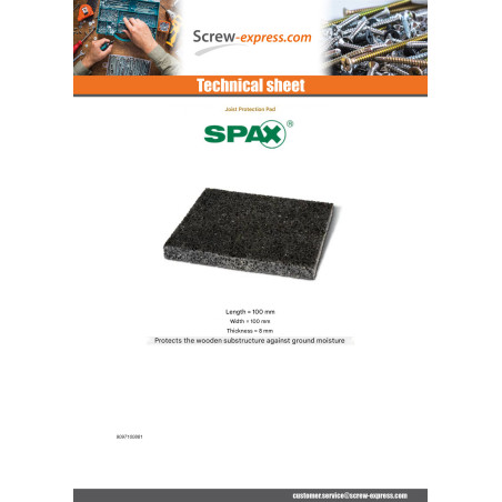 1 x Pack of 20 Joist protection pads Spax 100X100X8
