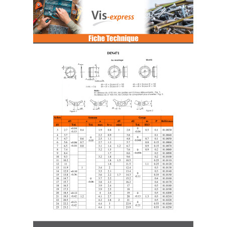 1 x Retaining Rings External Steel Retaining Diameter 8