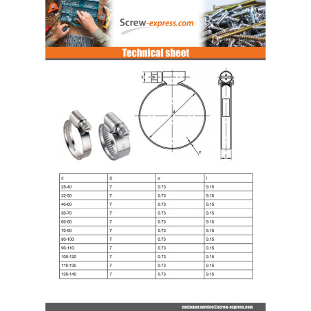 1 x Hose clamp Stainless Steel W4 Diameter 8A12 bandwidth 9 Screw Zinc Plated