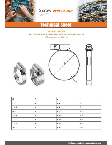 1 x Hose clamp W3/A2 Diameter 60A80 bandwidth...